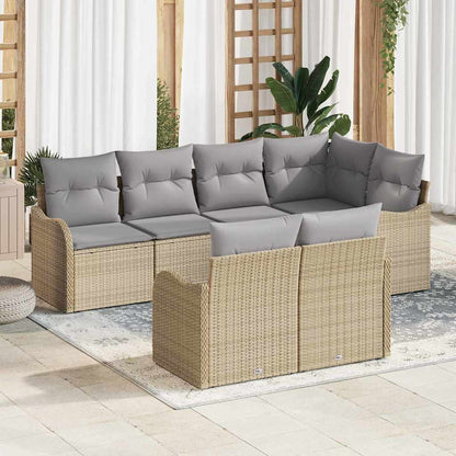 Set Divano da Giardino 7 pcs Beige Poly Rattan | homemem39