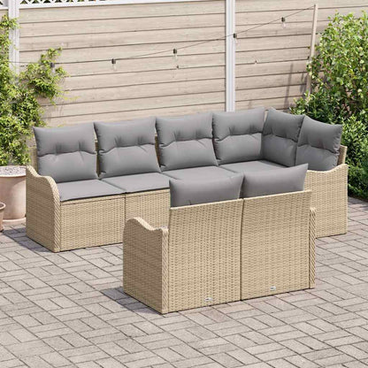 Set Divano da Giardino 7 pcs Beige Poly Rattan | homemem39