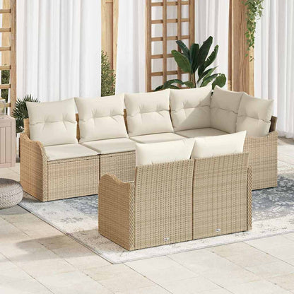 Set Divano da Giardino 7 pcs Beige Poly Rattan | homemem39