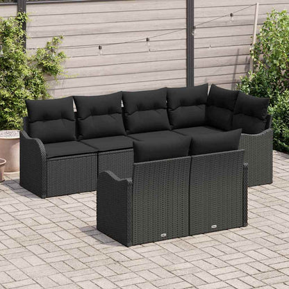 Set Divano da Giardino con archiviazione 7 pcs Nero Poly Rattan | homemem39
