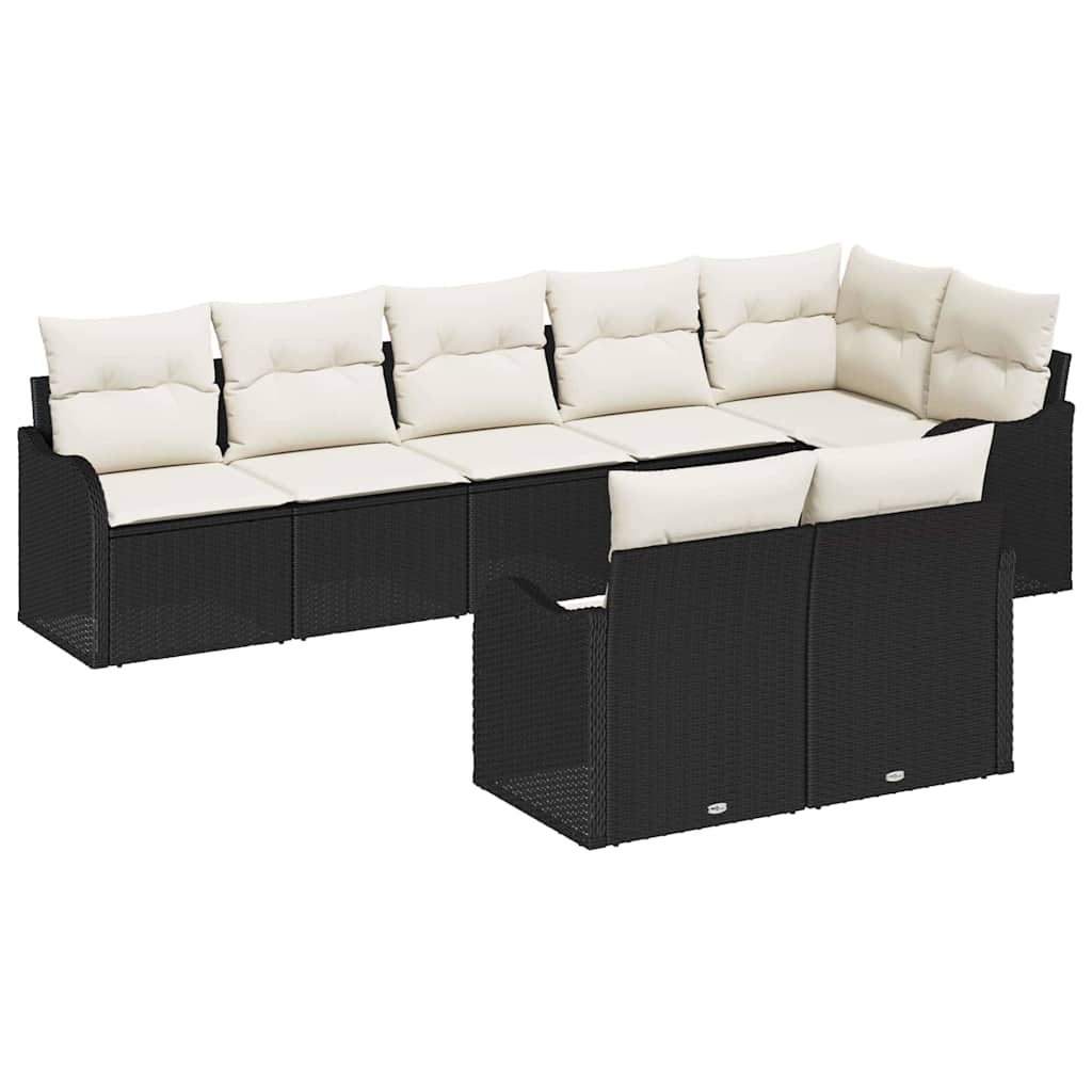 Set Divano da Giardino 8 pcs Nero e Bianco polyrattan | homemem39