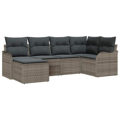 Set Divano da Giardino con cuscino 6 pcs Grigio Poly Rattan | homemem39