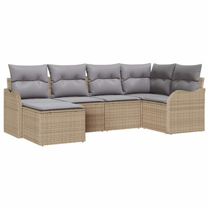 Set Divano da Giardino 6 pcs beige e grigio chiaro Poly Rattan | homemem39