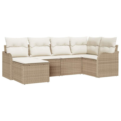 Set Divano da Giardino 6 pcs Beige e bianco Poly Rattan | homemem39