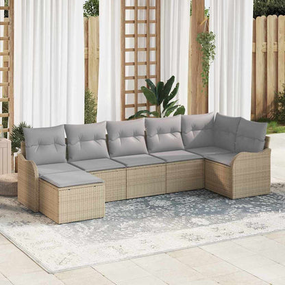 Set Divano da Giardino 7 pcs beige e grigio chiaro Poly Rattan | homemem39
