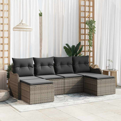 Set Divano da Giardino 6 pcs Grigio polyrattan | homemem39