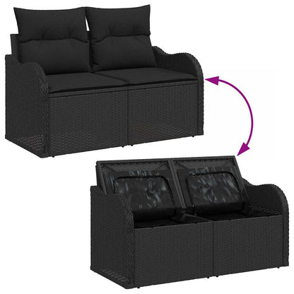 Set Divano da Giardino con cuscino 8 pcs Nero Poly Rattan | homemem39