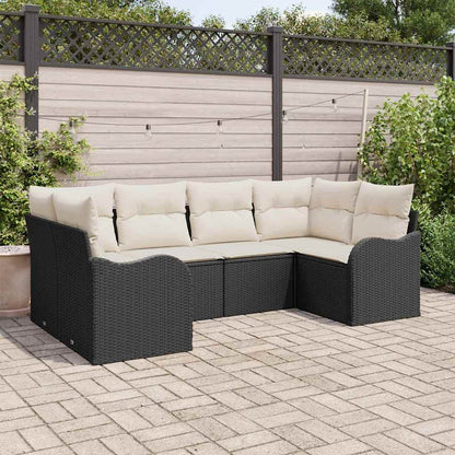 Set Divano da Giardino 6 pcs Nero e bianco Poly Rattan | homemem39