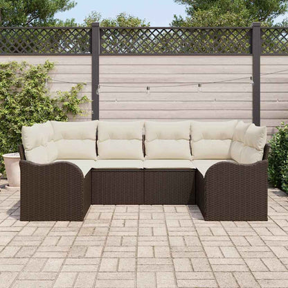 Set Divano da Giardino 6 pcs Marrone e bianco Poly Rattan | homemem39
