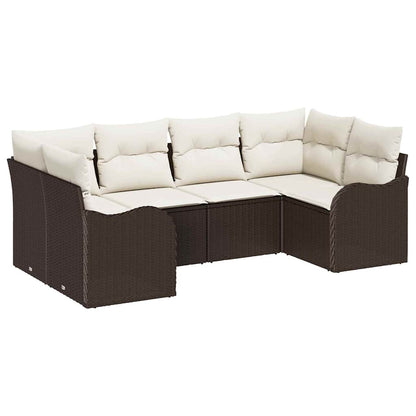 Set Divano da Giardino 6 pcs Marrone e bianco Poly Rattan | homemem39