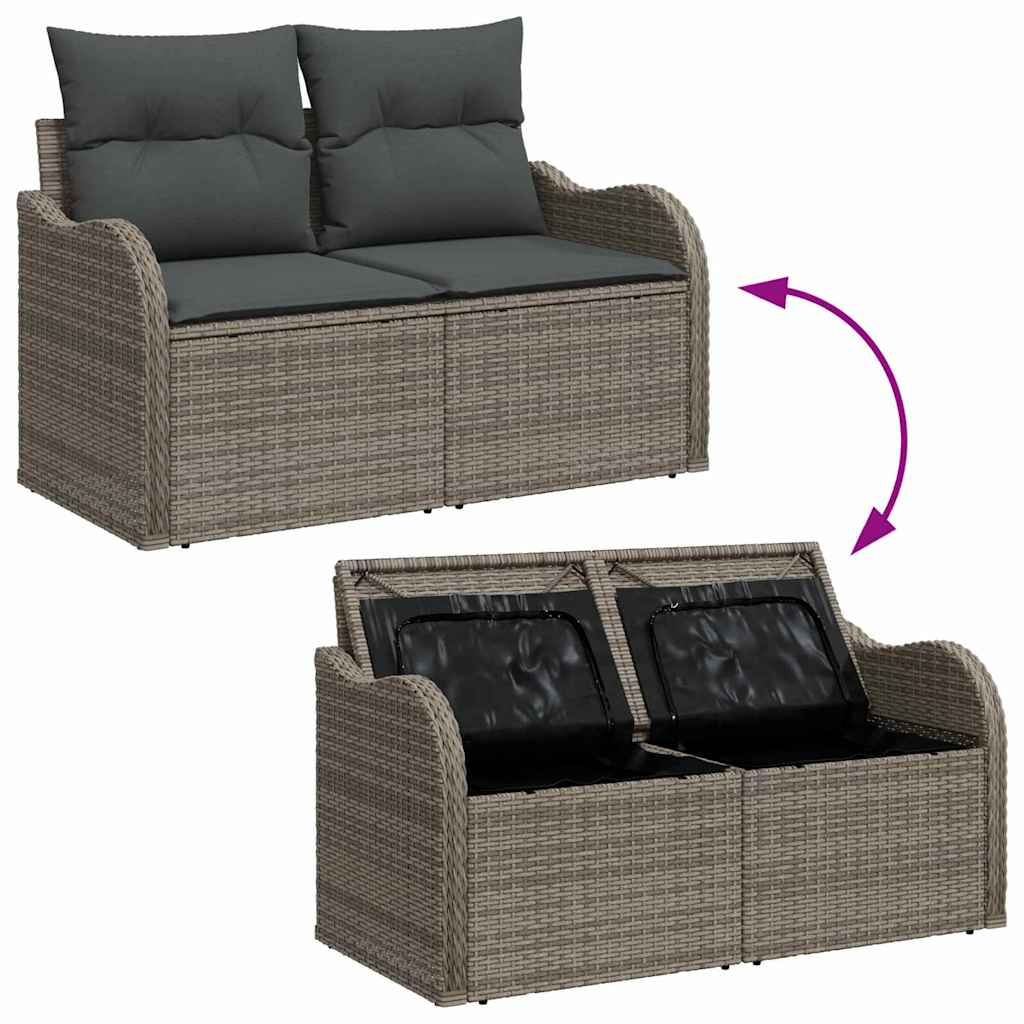 Set Divano da Giardino con cuscino 6 pcs Grigio Poly Rattan