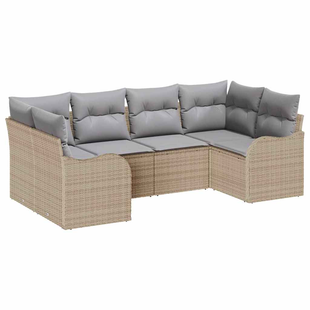 Set Divano da Giardino 6 pcs beige e grigio chiaro Poly Rattan | homemem39