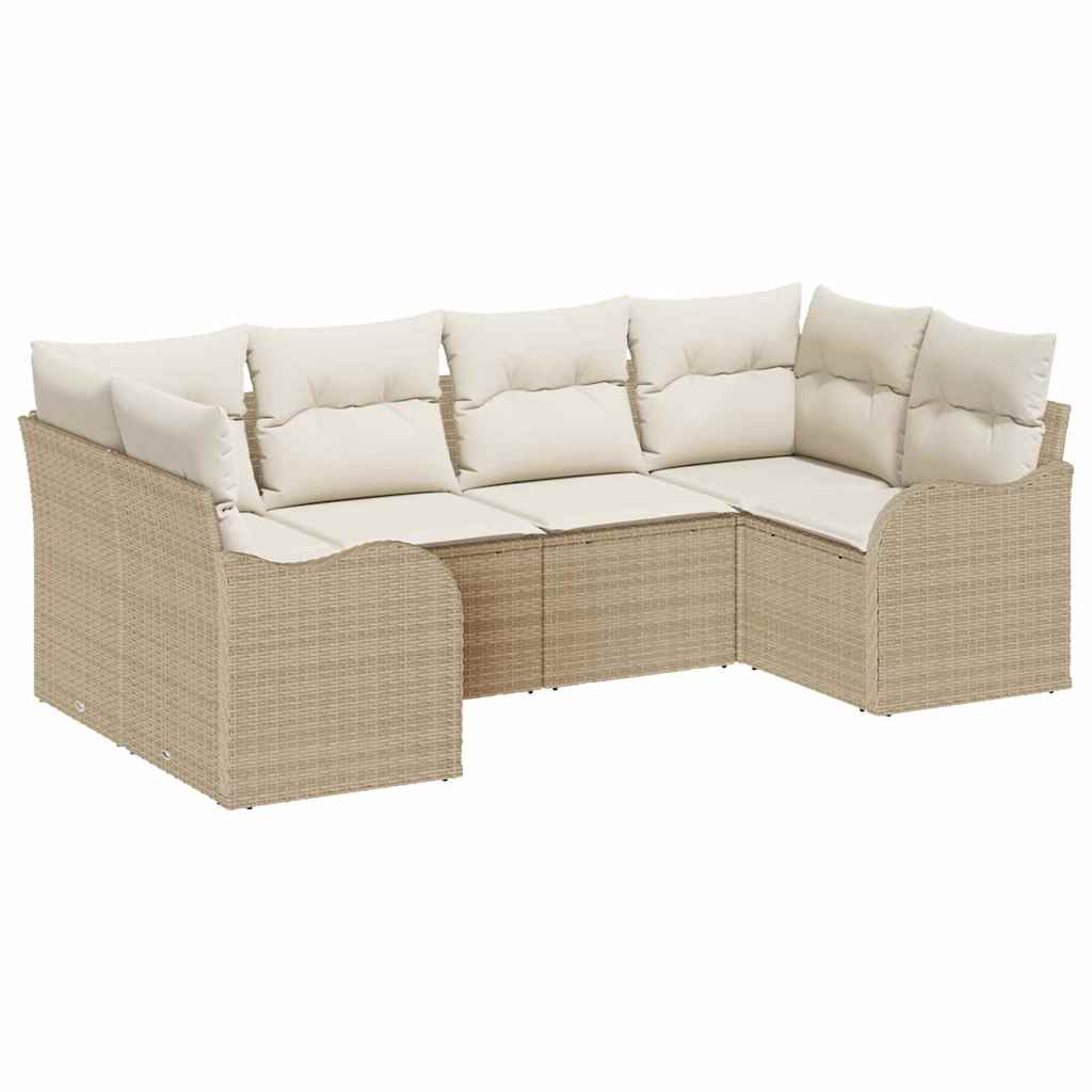 Set Divano da Giardino 6 pcs Beige e bianco Poly Rattan | homemem39