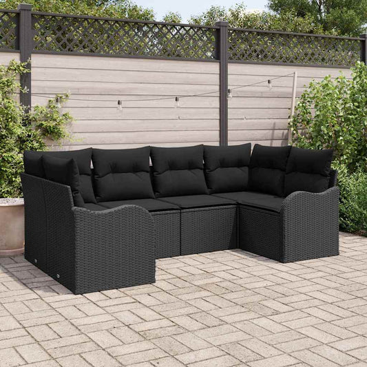Set Divano da Giardino con archiviazione 6 pcs Nero Poly Rattan | homemem39