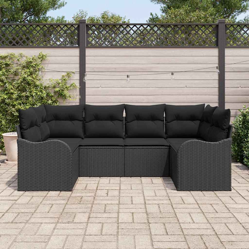 Set Divano da Giardino con archiviazione 6 pcs Nero Poly Rattan | homemem39