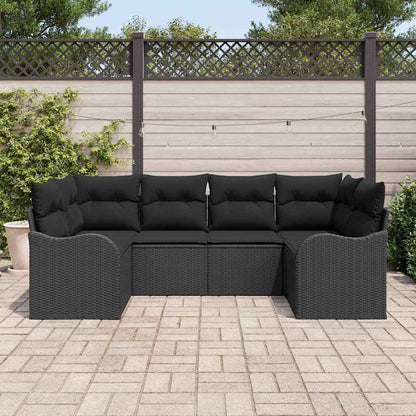 Set Divano da Giardino con archiviazione 6 pcs Nero Poly Rattan | homemem39