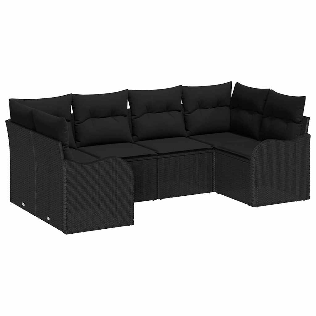 Set Divano da Giardino con archiviazione 6 pcs Nero Poly Rattan | homemem39