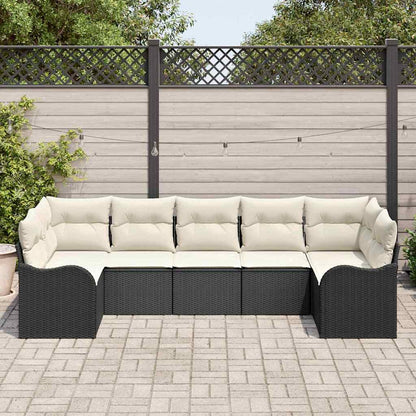 Set Divano da Giardino 7 pcs Nero e bianco Poly Rattan | homemem39