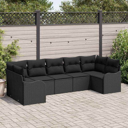 Set Divano da Giardino con archiviazione 7 pcs Nero Poly Rattan | homemem39