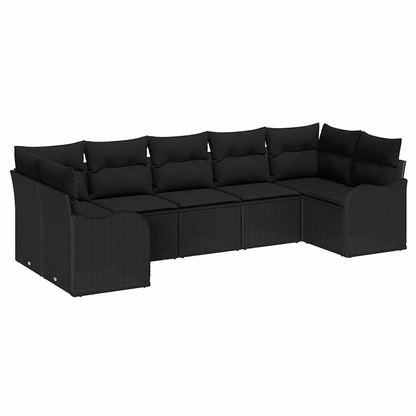 Set Divano da Giardino con archiviazione 7 pcs Nero Poly Rattan | homemem39