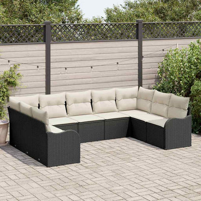 Set Divano da Giardino 9 pcs Nero e bianco polyrattan | homemem39