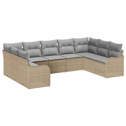 Set Divano da Giardino 9 pcs beige e grigio chiaro polyrattan | homemem39