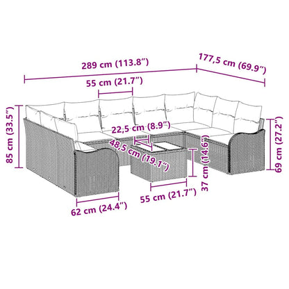 Set Divano da Giardino 10 pcs Grigio chiaro polyrattan | homemem39