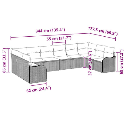 Set Divano da Giardino 10 pcs Beige e bianco polyrattan | homemem39