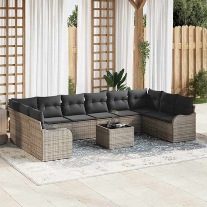 Set Divano da Giardino 11 pcs Grigio polyrattan | homemem39