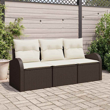Set Divano da Giardino 3 pcs Marrone e bianco Poly Rattan | homemem39