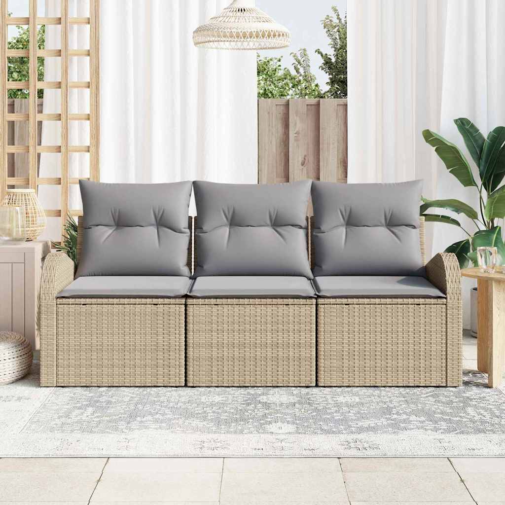 Set Divano da Giardino 3 pcs beige e grigio chiaro Poly Rattan | homemem39