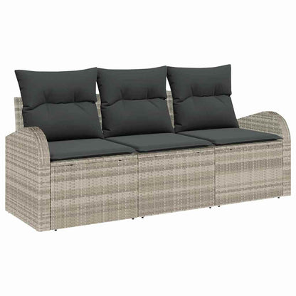 Set Divano da Giardino 3 pcs Grigio chiaro Poly Rattan | homemem39