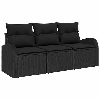 Set Divano da Giardino con archiviazione 3 pcs Nero Poly Rattan | homemem39
