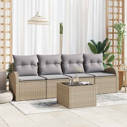 Set Divano da Giardino 5 pcs Beige e grigio polyrattan | homemem39