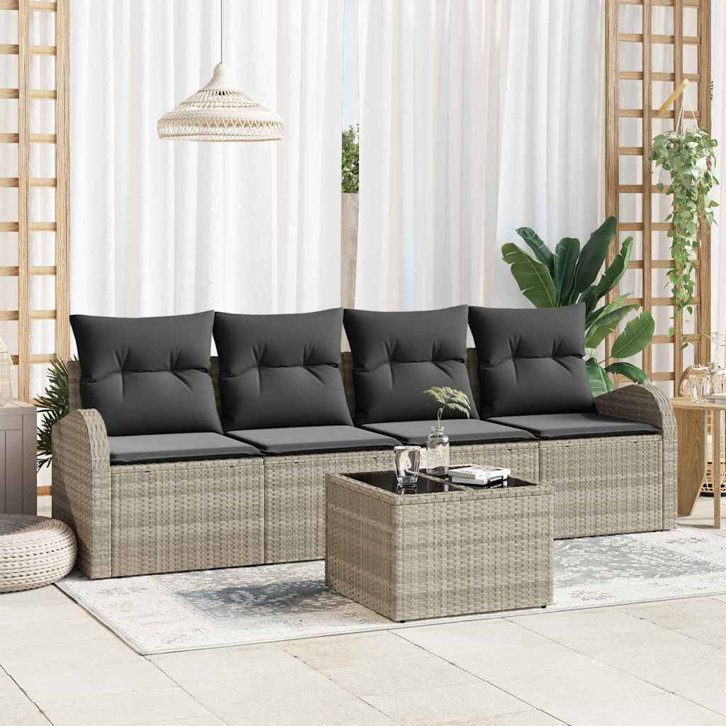 Set Divano da Giardino 5 pcs Grigio chiaro e grigio scuro | homemem39