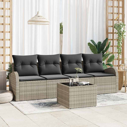 Set Divano da Giardino 5 pcs Grigio chiaro e grigio scuro | homemem39
