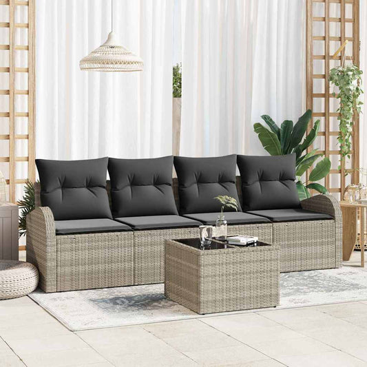 Set Divano da Giardino 5 pcs Grigio chiaro e grigio scuro