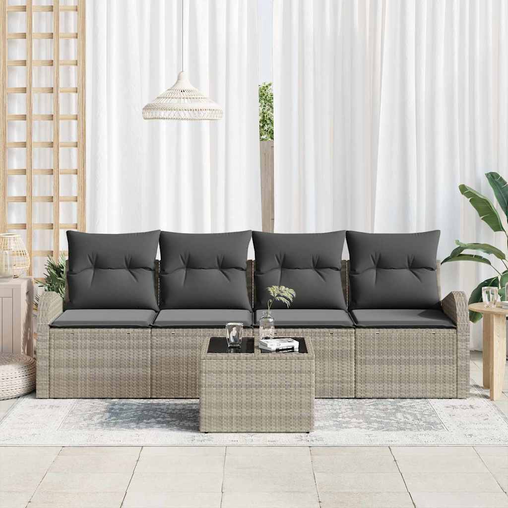 Set Divano da Giardino 5 pcs Grigio chiaro e grigio scuro | homemem39