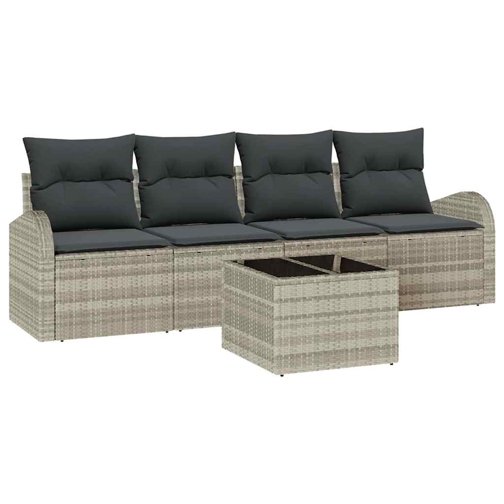 Set Divano da Giardino 5 pcs Grigio chiaro e grigio scuro | homemem39