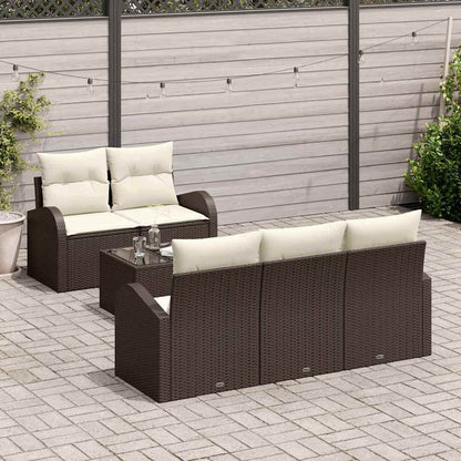 Set Divano da Giardino 6 pcs Marrone e Crema polyrattan | homemem39