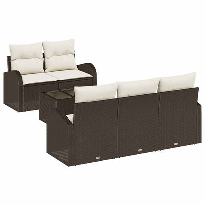 Set Divano da Giardino 6 pcs Marrone e Crema polyrattan | homemem39