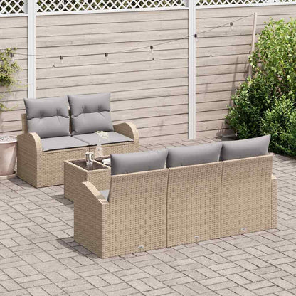 Set Divano da Giardino 6 pcs Beige e grigio polyrattan