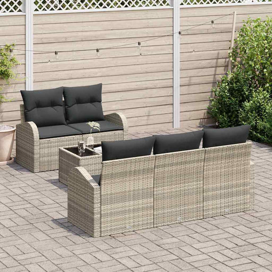 Set Divano da Giardino 6 pcs Grigio chiaro e grigio scuro