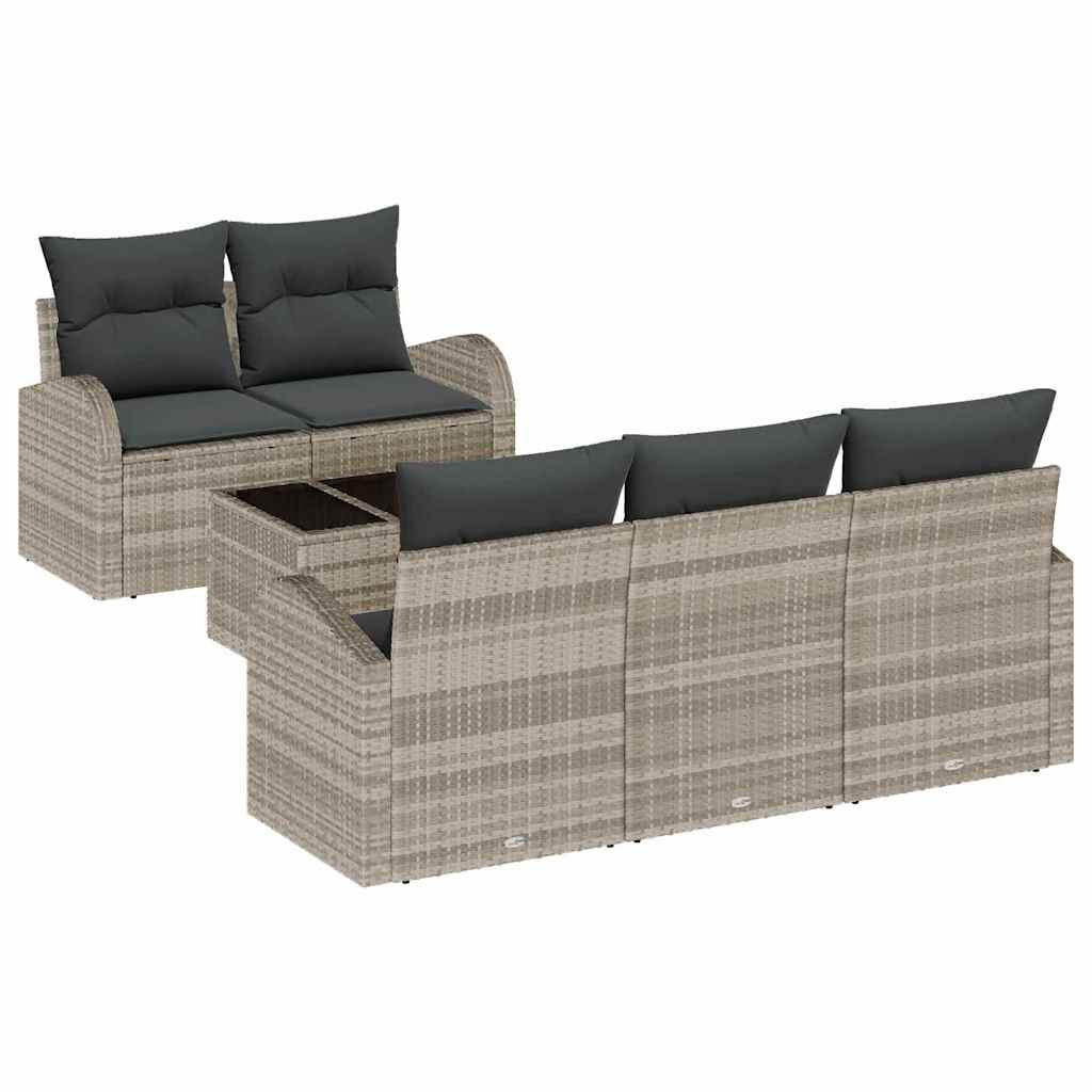 Set Divano da Giardino 6 pcs Grigio chiaro e grigio scuro