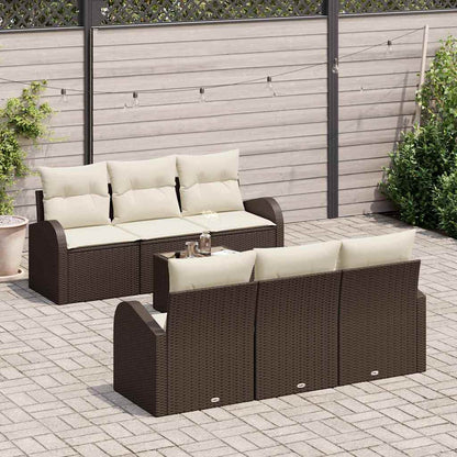 Set Divano da Giardino 7 pcs Marrone e Crema polyrattan | homemem39