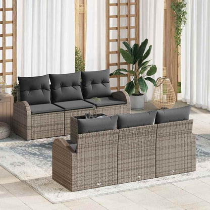 Set Divano da Giardino con cuscino 7 pcs Grigio polyrattan | homemem39