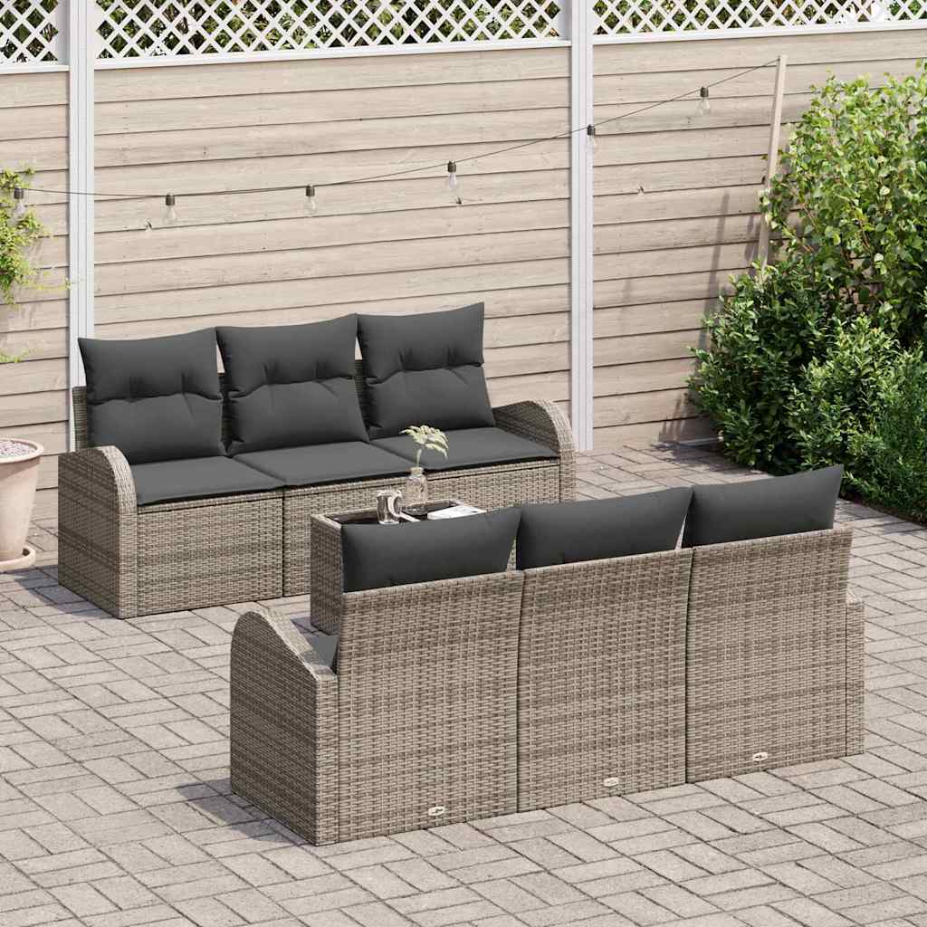 Set Divano da Giardino con cuscino 7 pcs Grigio polyrattan | homemem39