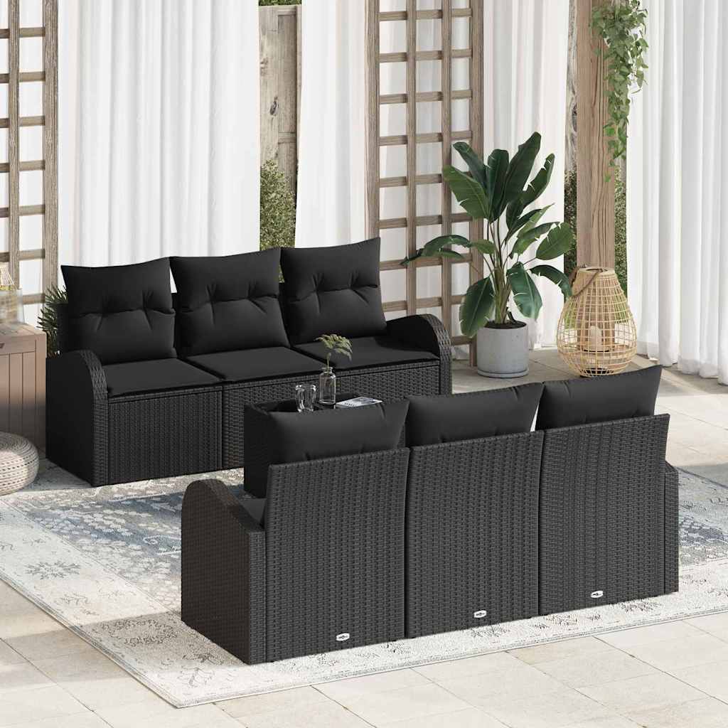 Set Divano da Giardino con archiviazione 7 pcs Nero polyrattan | homemem39