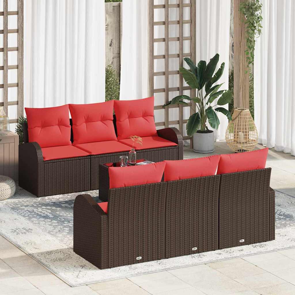 Set Divano da Giardino 7 pcs Beige e Rosso polyrattan | homemem39