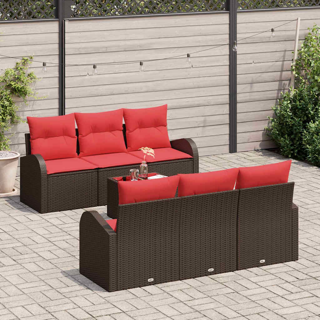 Set Divano da Giardino 7 pcs Beige e Rosso polyrattan | homemem39